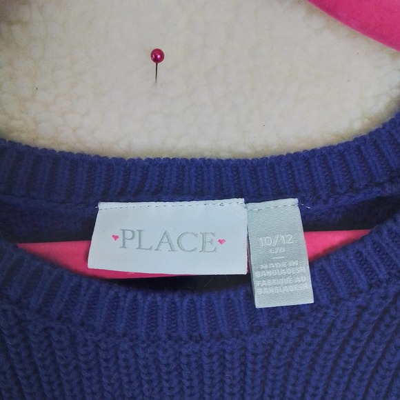 Children's Place Crew Neck Knit Sweater Size Large in Blue w/ Stripes - Picture 10 of 10